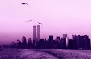 World Trade Centre, New York Prints: USA, New York City, Manhattan skyline (blurred motion, toned B&W)