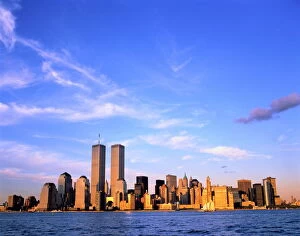 USA, New York, Lower Manhattan, Hudson River in foreground