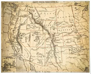 Images Dated 24th October 2018: USA Pacidic States map of 1869