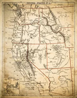 Images Dated 24th October 2018: USA Pacific States map of 1869