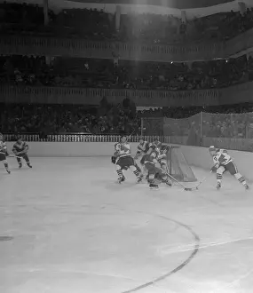 USA Playing Russia in Olympic Hockey Game
