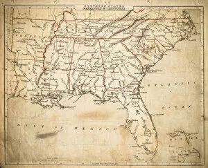 Images Dated 24th October 2018: USA Southern States map of 1869