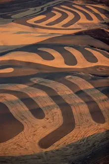 USA, Washington, Palouse, plowed fields, aerial view