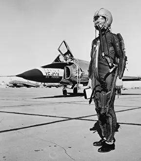 Military Airbase Prints: USAF Test Pilot Wearing Special Flight Suit