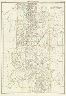 Wyoming Collection: Utah Arizona map 1885