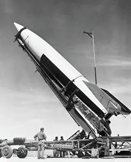 New Mexico Prints: A V-2 Rocket Being Hoisted Into Place