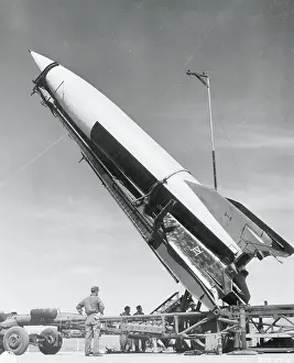 New Mexico Prints: V-2 Rocket Hoisted into Place