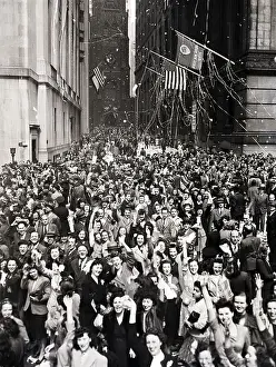 V E Day Prints: V-E Day Crowd In The Wall Street Area