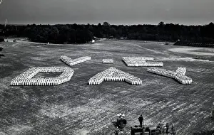 V E Day Prints: V-E Day Spelled Out by Navy Recruits