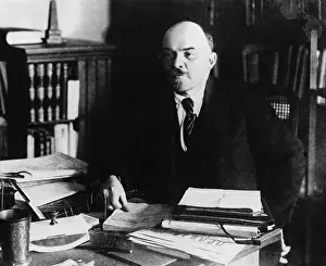 V I Lenin Seated At His Desk
