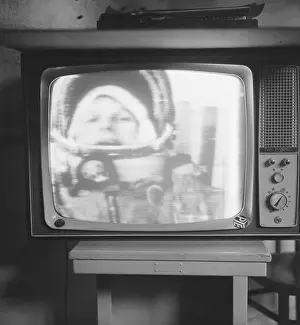 Valentina Tereshkova Smiling on Television Screen