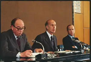 Valery Giscard D'Estaing at Press Conference with Colleagues