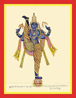 Conch Prints: Vamana in his gigantic form Trivikrama
