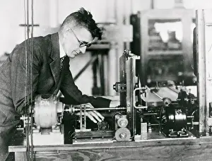 Vannevar Bush Working on Machine in Lab