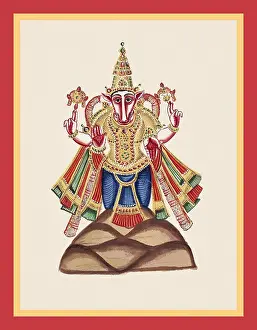 Album Prints: Varāha, with a boars head, emerging from a hillock
