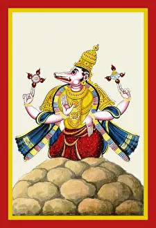 Armor Prints: Varāha emerging from a heap of rocks