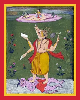 Goddesses Prints: Varaha supporting Laksmi or Bhudevi on the earth by his tusk