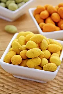 Snack Prints: Various coated peanuts, curry, Wasabi and chili flavours