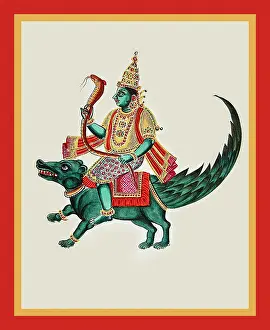 Album Prints: Varuṇa riding on a richly caparisoned makara