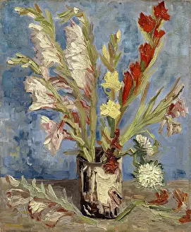 Prints of Vase with gladioli and China asters, 1886. Found in the collection of the Van Gogh Museum, Amsterdam. (Photo by Fine Art Images/Heritage Images/Getty Images) Quiet Beauty: Moments of Stillness Captured in Art: Vase with gladioli and China asters, 1886. Artist: Gogh, Vincent, van (1853-1890)