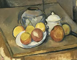 Cezanne Prints: Vase, Sugar Bowl and Apples. Artist: Cézanne, Paul (1839-1906)