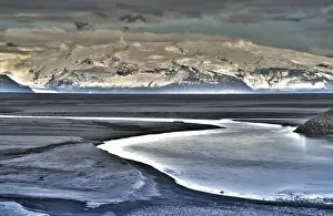 Cloudy Sky Prints: Vatnajoekull Glacier with Sander Skeioararsandur outwash plain