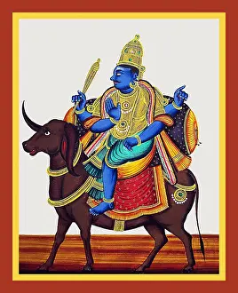 Staff Prints: Vāyu rides on a caparisoned gazelle