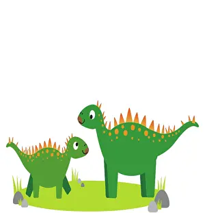 Prints of Dorling Kindersley Prints Unlock the world's wonders with Dorling Kindersley's captivating illustrations – where knowledge meets artistry in every stroke: Vector artwork of adult and baby Tuojiangosaurus dinosaurs