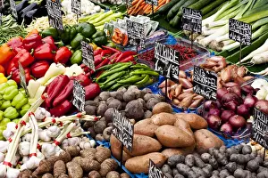 Sales Prints: Vegetable stall at the Naschmarkt markets, Vienna, Austria, Europe