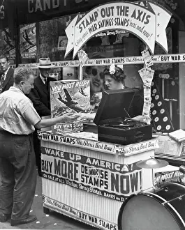 Merchant Prints: Vendor Selling War Stamps On Street