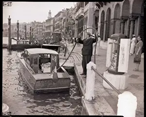 Filling Prints: Venetian Man Filling His Boat With Gas