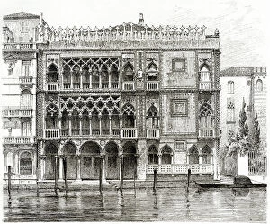 Venice, Ca d Oro, Grand Canal, Engraving, 1884