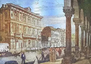 Handcrafted Good Prints: Venice, Historical steel engraving from 1860, Italy