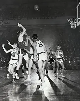 Ball Court Prints: Vern Gardner Leaps For Basket Ball