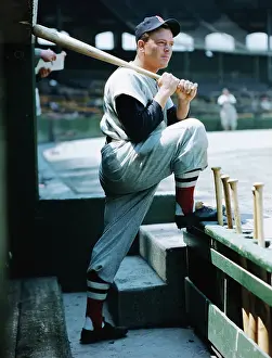 Vern Stephens Posing with Baseball Bat