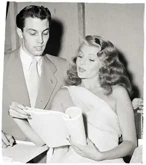 Script Prints: Vernon Cansino W/Hayworth Reading Script