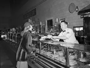Lunch Prints: Veronica Lake Eating at a Cafeteria