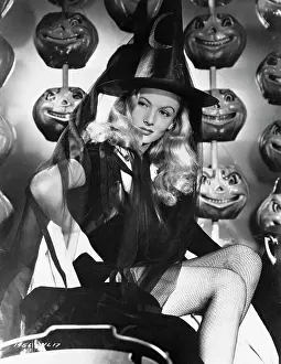 Halloween Prints: Veronica Lake Posing as Witch