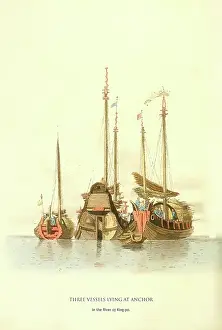 Trade Prints: Three Vessels Lying at Anchor