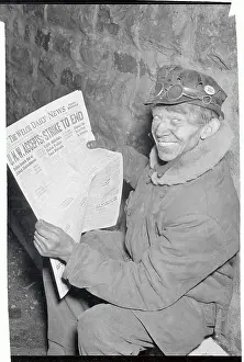 Gary Prints: Veteran Mine Worker Displaying Newspaper