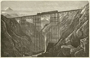 Oriental Style Woodblock Art Collection: Viaduct of the Lima Oroya Railway (Peru), published in 1872