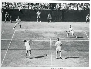 Sydney Prints: Vic Seixas and Tony Trabert Playing Tennis Against an Australian Team