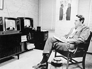 Vice Presidential Candidate Bob Dole Watching Televised Presidential Debates