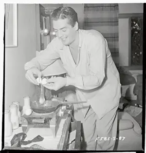 Victor Mature with Breakfast