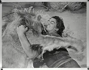 Victor Mature Fighting Lion in Movie Samson and Delilah