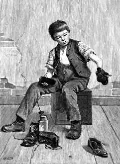 Images Dated 15th February 2017: Victorian boy shining shoes