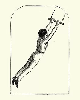 Images Dated 8th March 2018: Victorian boy swinging on a trapeze
