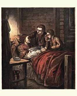 Images Dated 10th October 2017: Victorian boys by their dying mothers bedside, 1870