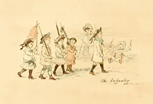 Victorian children playing at being Infantrymen