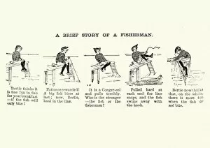 Victorian comic strip, story of a fisherman, 1890s